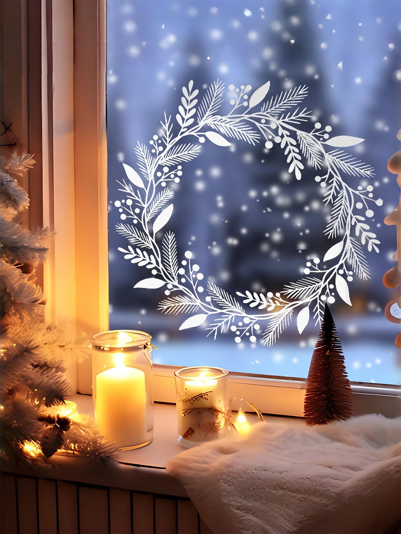 Christmas Wreath Window Sticker Decoration